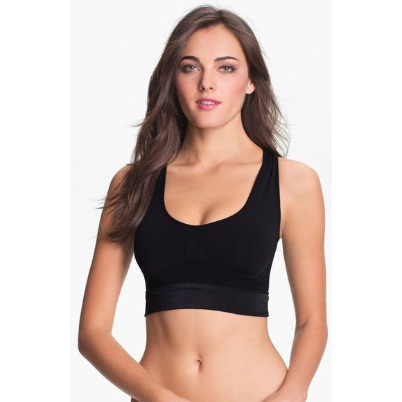 SPANX All Around Slimmer & Shine Crop Racerback Wireless Bra Black Small NEW - Picture 2 of 8